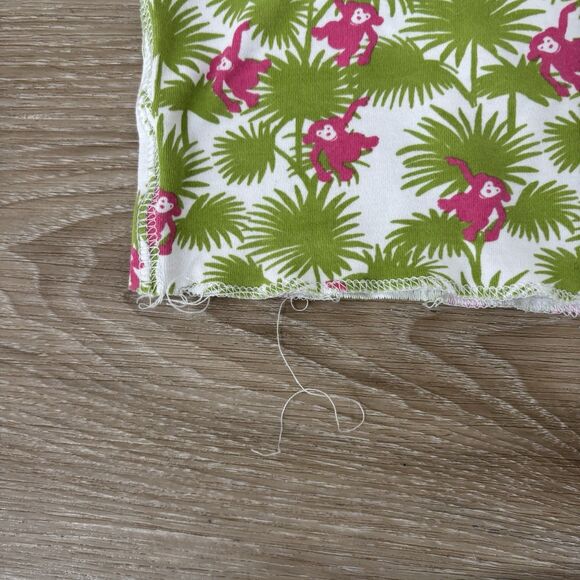 Roller Rabbit Pajama Set Kids Size 8 Pima Cotton Green Pink Monkeys 2 Piece Set - Picture 6 of 7